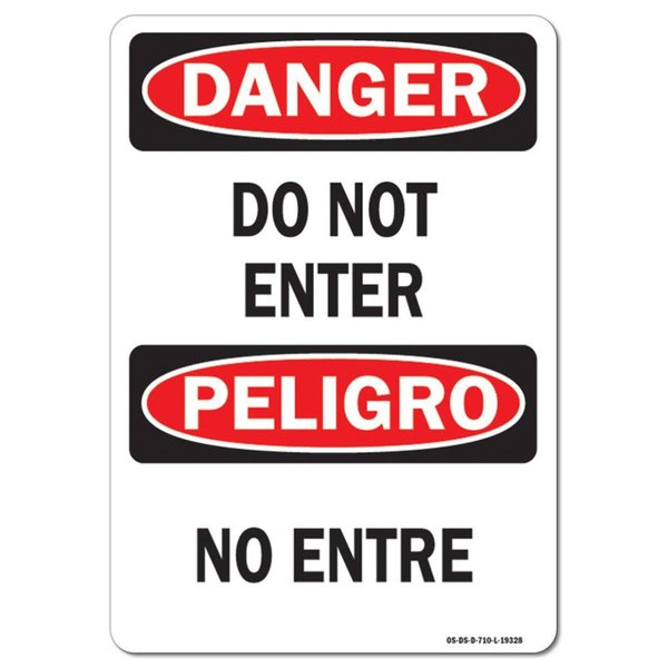 Signmission Safety Sign, OSHA Danger, 3.5" Height, 5" Width, Do Not Enter Bilingual, Landscape, 10PK OS-DS-D-35-L-19328-10PK